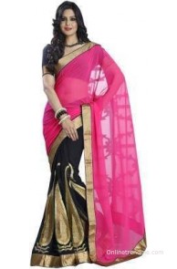 Pooja Prints Self Design Fashion Chiffon Sari